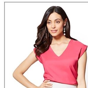 NY&Co pink silk short sleeve top M